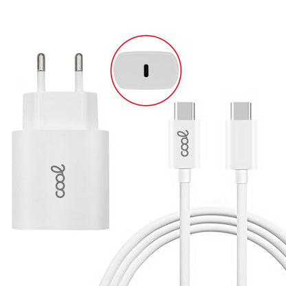 Cargador Red COOL Entrada TIPO-C PD + Cable Tipo C 1,2 metros (20W)