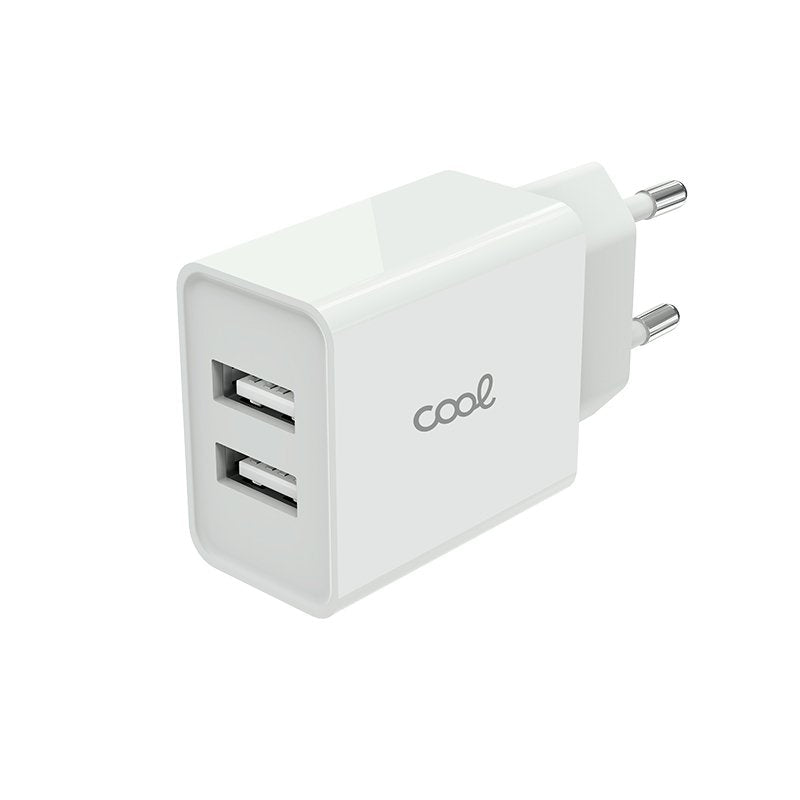 Carregador de rede universal com entrada 2 x USB COOL 2,4 amperes branco