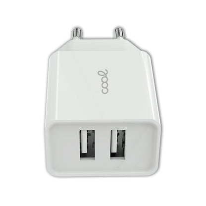 Carregador de rede universal com entrada 2 x USB COOL 2,4 amperes branco