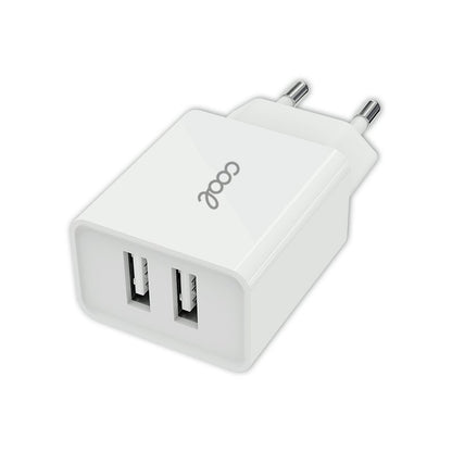 Carregador de rede universal com entrada 2 x USB COOL 2,4 amperes branco