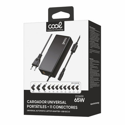 Carregador universal automático para portátil de 65 W + 11 conectores USB QC3.0