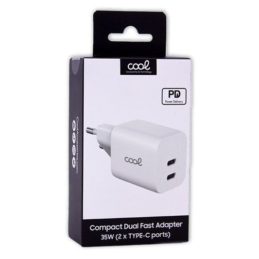 Cargador Red Universal Ultra Fast PD Dual (2 x Tipo-C) COOL (35W) Blanco