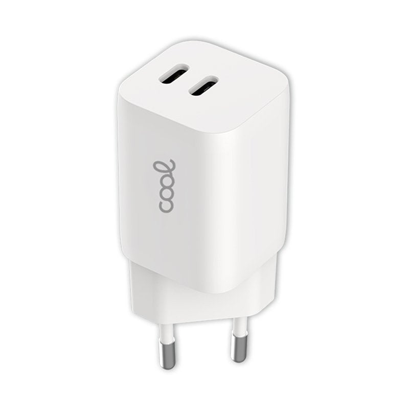 Carregador de rede duplo PD ultra rápido universal (2 x Tipo C) COOL (35 W) branco