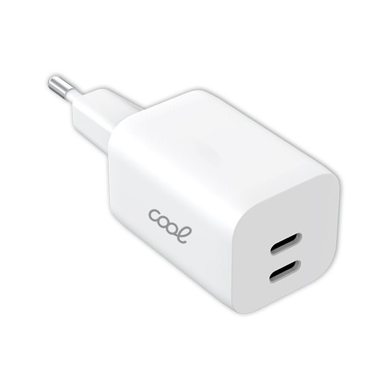 Carregador de rede duplo PD ultra rápido universal (2 x Tipo C) COOL (35 W) branco