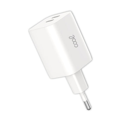 Carregador de rede duplo PD ultra rápido universal (2 x Tipo C) COOL (35 W) branco