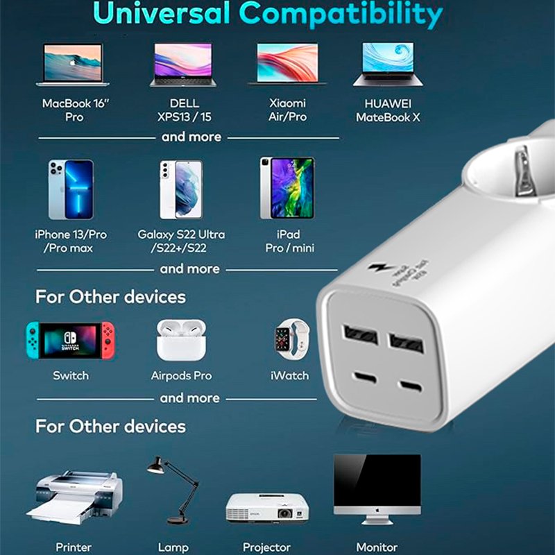 Carregador universal multiportas COOL 65 W (5 portas de alimentação) branco