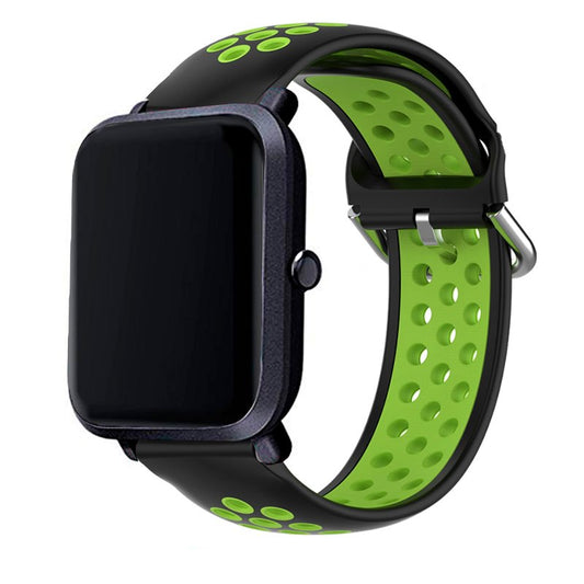 Pulseira Universal 20mm Amazfit Bip / GTS / Bip Lite / Huawei / Samsung / COOL Borracha Preta-Verde