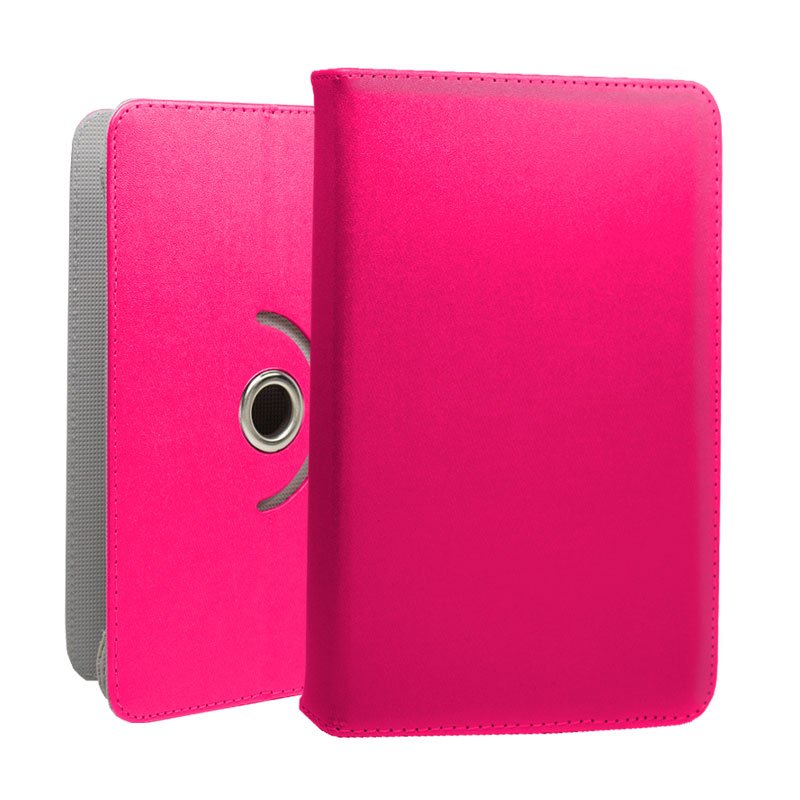 Capa para e-book/tablet COOL de 7 polegadas em pele sintética rosa giratória
