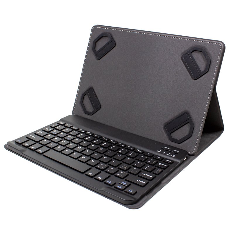 Capa para e-book/tablet COOL de 9 a 10,5 polegadas em pele sintética preta lisa com teclado Bluetooth (espanhol)