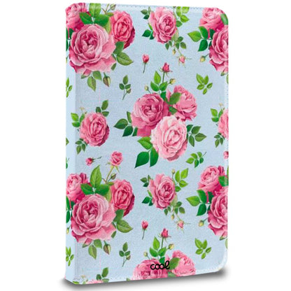 Capa universal para e-book/tablet COOL de 9,7 a 11 polegadas com rosas em pele sintética (ecrã panorâmico)