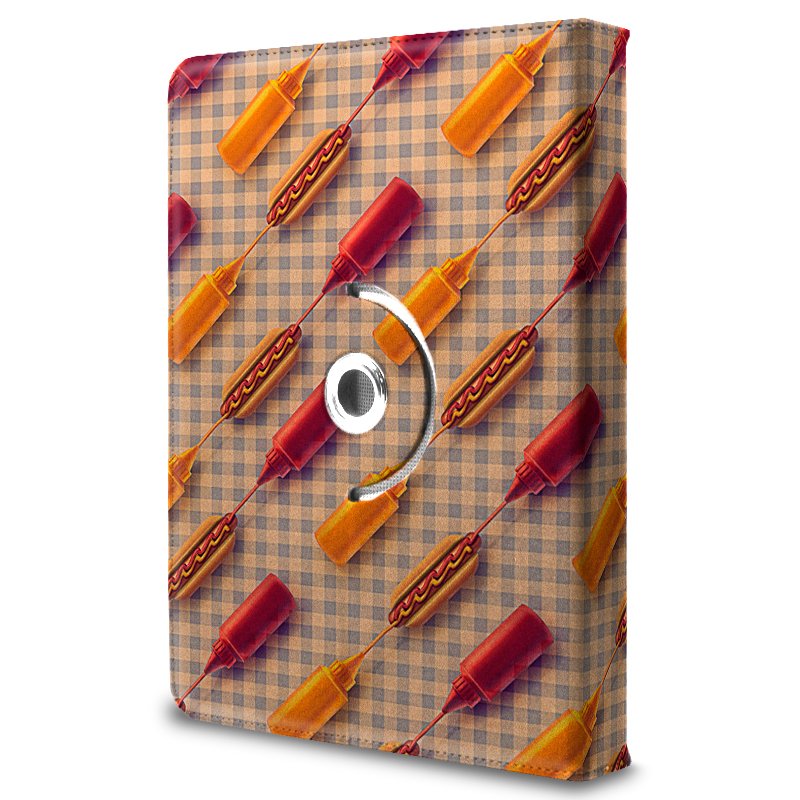 Capa universal para tablet e-book COOL de 9,7 a 11 polegadas com desenhos de cachorros-quentes (quadrada)