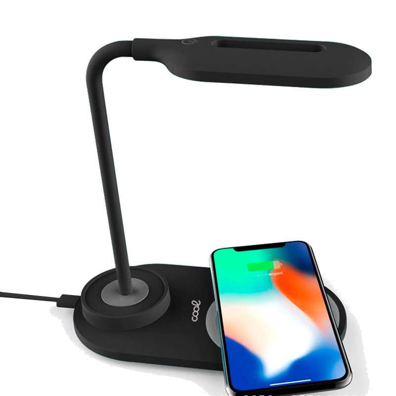 Lâmpada LED + Base de carregamento sem fios Qi COOL preta