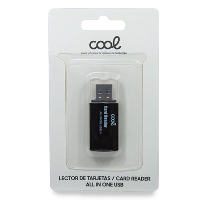 Leitor de cartões de memória USB universal COOL (tudo em um) preto