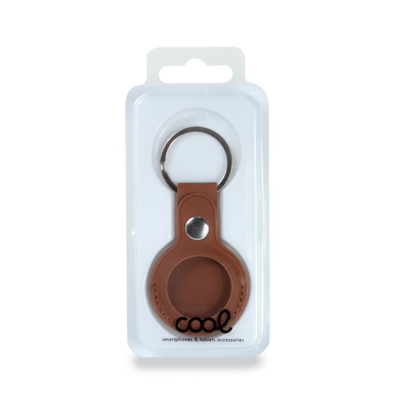 Llavero Protector COOL Compatible con AirTag Polipiel Marrón