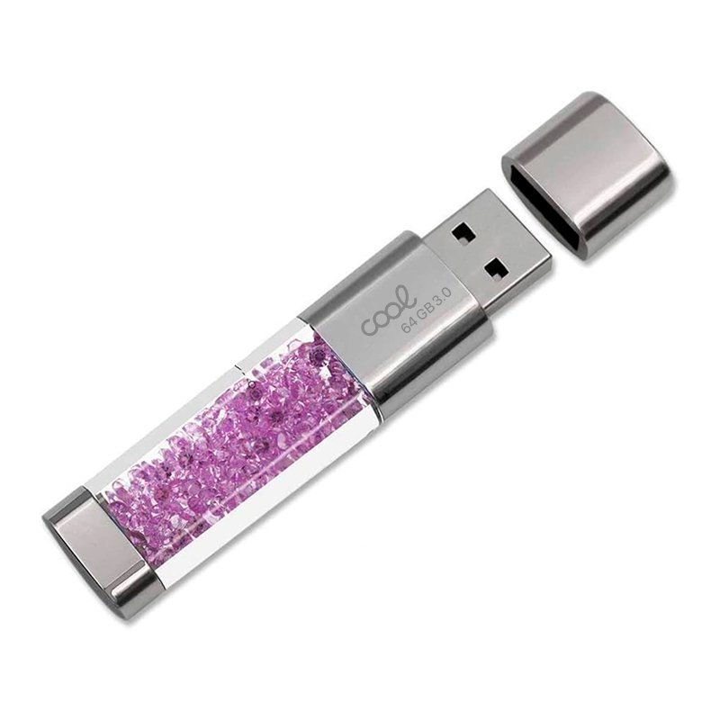 Pen Drive USB x64 GB 3.0 COOL Crystal Rosa