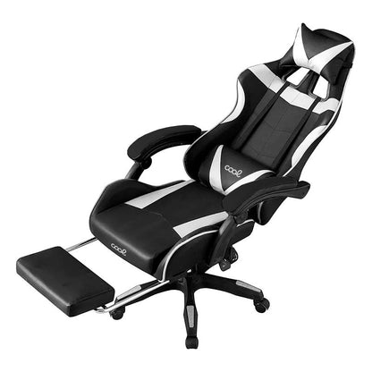 Cadeira Gamer Premium COOL Rest Preta e Branca (Apoio para os Pés)