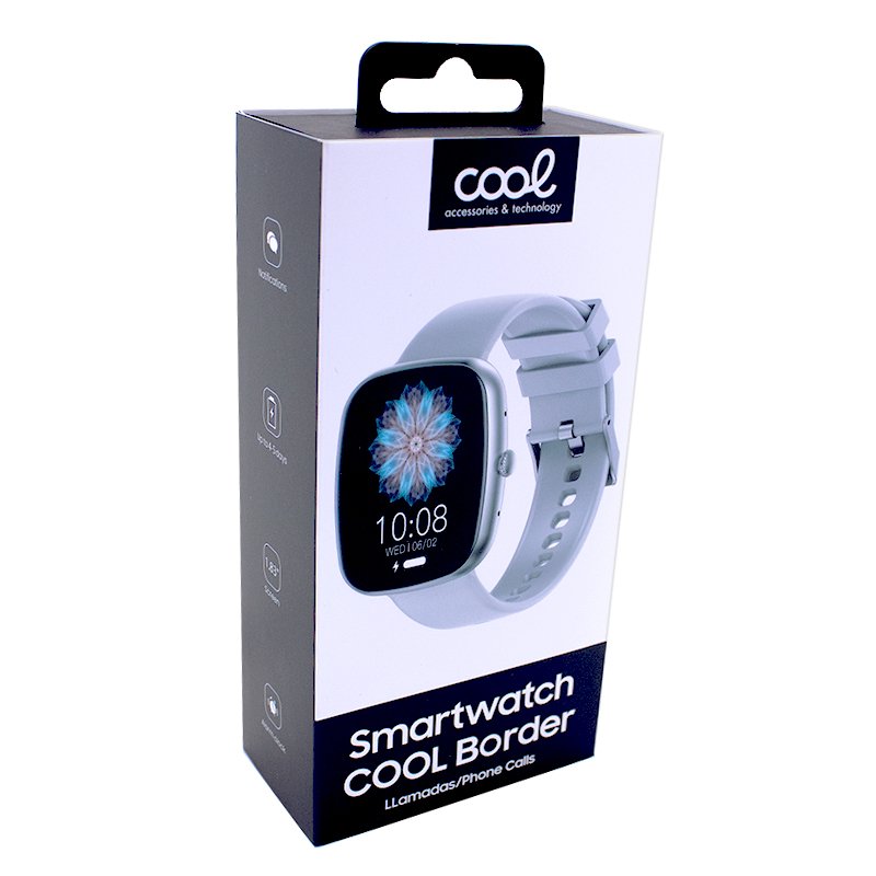 Smartwatch COOL Border Silicona Gris (Llamadas, Salud, Deporte)