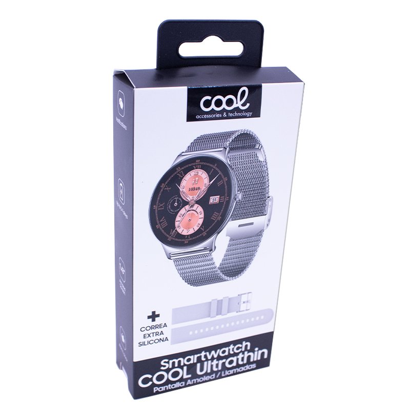 Smartwatch COOL Ultrafino + 2 Braceletes (Amoled, Liga, Ultrafino) Cinza