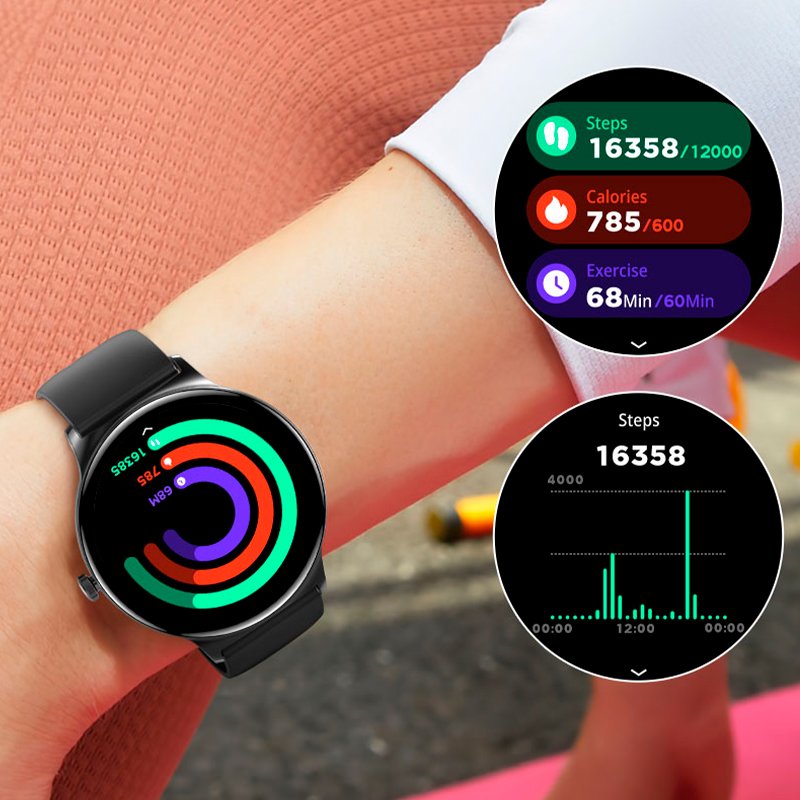 Smartwatch COOL Ultrathin + 2 Correas (Amoled, Llamadas, Ultrafino) Negro
