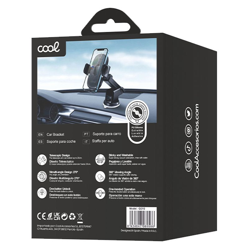 Suporte universal para telemóvel com ventosa para automóvel One Click COOL Preto