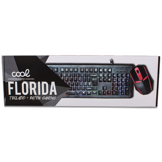 Cabo USB para teclado espanhol, kit para PC, teclado gaming + rato (iluminação) COOL Florida