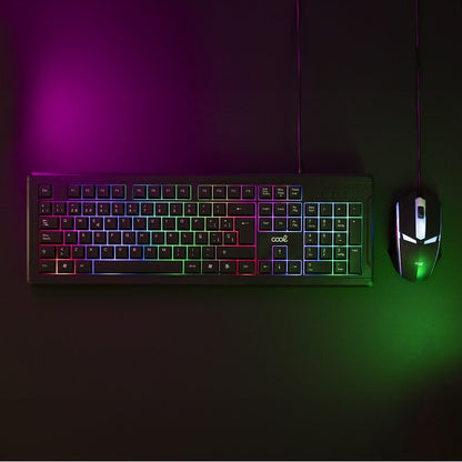 Cabo USB para teclado espanhol, kit para PC, teclado gaming + rato (iluminação) COOL Florida