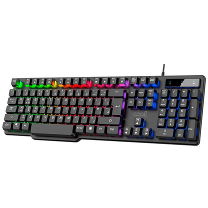 Pacote de teclado gamer USB Cool Town em espanhol + auscultadores + rato + tapete de rato