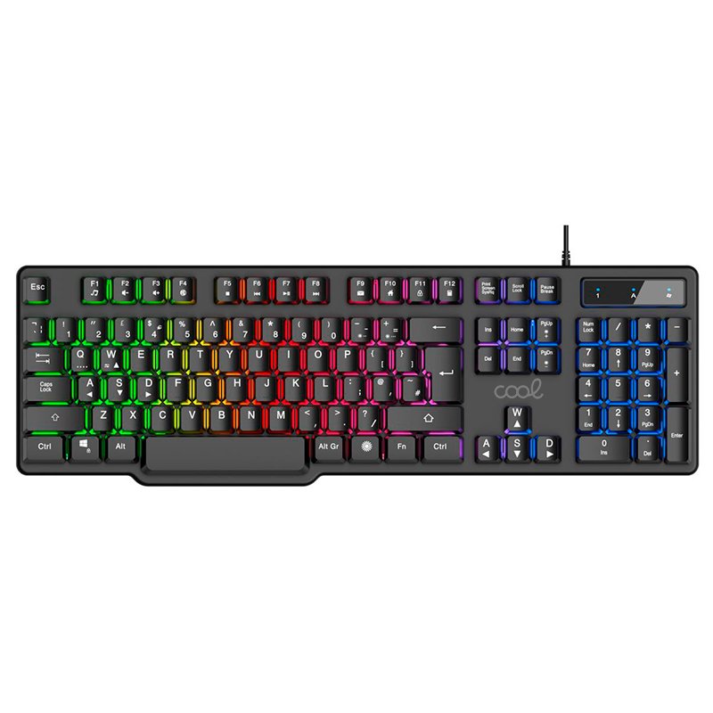 Pacote de teclado gamer USB Cool Town em espanhol + auscultadores + rato + tapete de rato